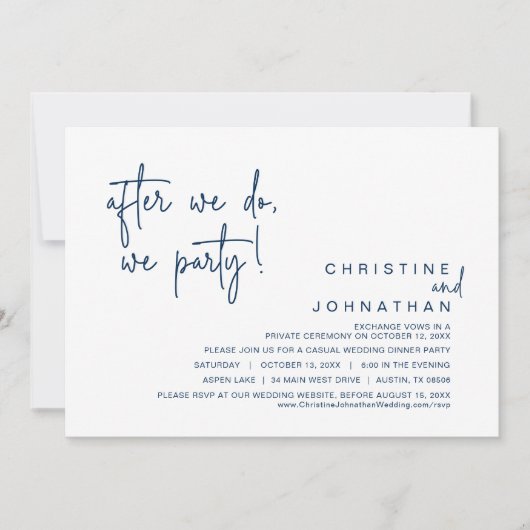 Nadat we doen, feesten we, bruiloft diner, zwart kaart (Voorkant)