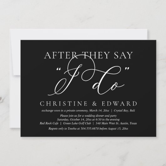 Nadat ze zeggen dat ik dat doe, bruiloft elopement kaart (Voorkant)