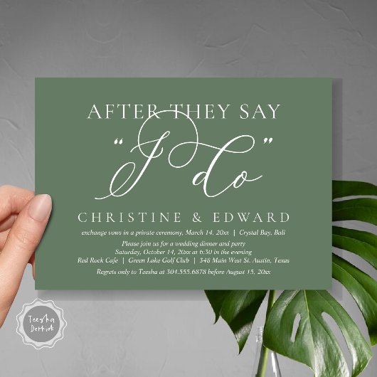 Nadat ze zeggen dat ik dat doe, bruiloft elopement kaart