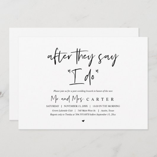 Nadat ze zeggen dat ik dat doe, is het na bruiloft kaart (Voorkant / Achterkant)