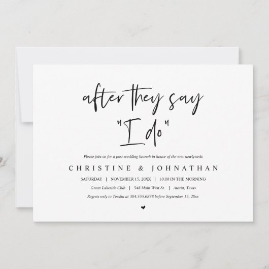 Nadat ze zeggen dat ik dat doe, na de bruiloft Bru Kaart (Voorkant)