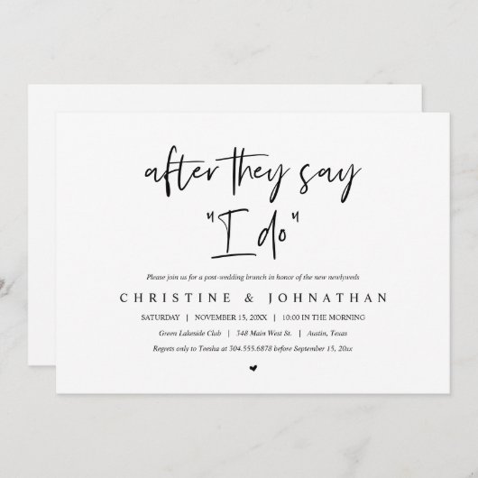 Nadat ze zeggen dat ik dat doe, na de bruiloft Bru Kaart (Voorkant / Achterkant)