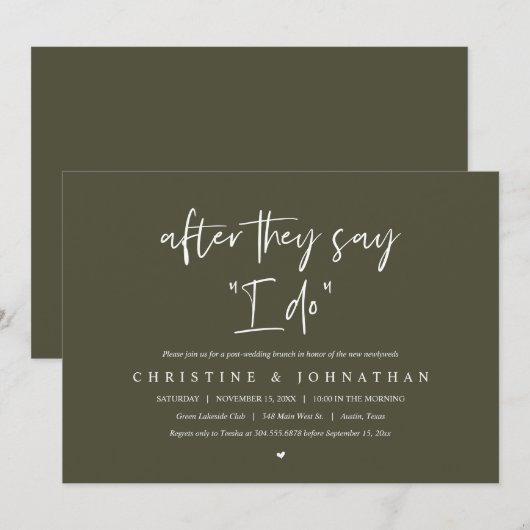 Nadat ze zeggen dat ik dat doe, na de bruiloft Bru Kaart (Voorkant / Achterkant)