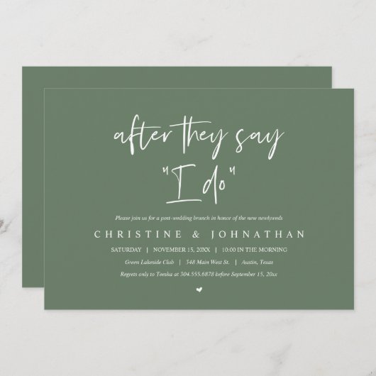 Nadat ze zeggen dat ik dat doe, na de bruiloft Bru Kaart (Voorkant / Achterkant)