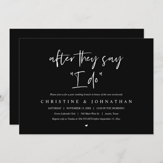 Nadat ze zeggen dat ik dat doe, na de bruiloft Bru Kaart (Voorkant / Achterkant)