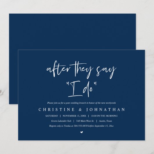 Nadat ze zeggen dat ik dat doe, na de bruiloft Bru Kaart (Voorkant / Achterkant)