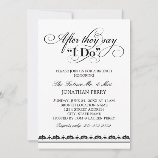 Nadat ze zeggen dat ik zwart-wit bruiloft brunch d kaart (Voorkant)