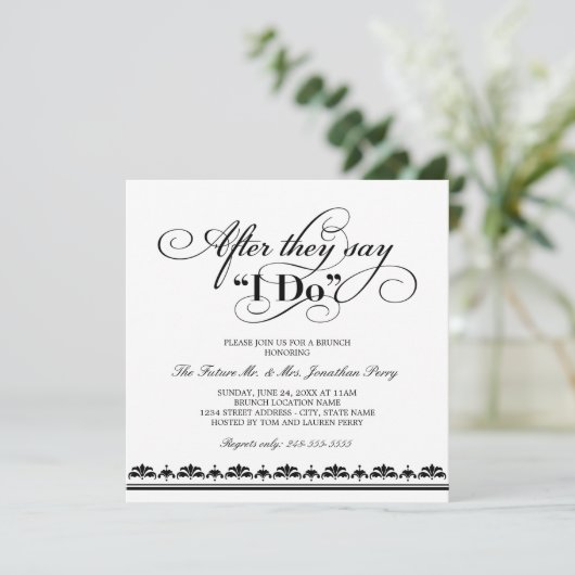 Nadat ze zeggen dat ik zwart-wit bruiloft brunch d kaart (Staand voorkant)