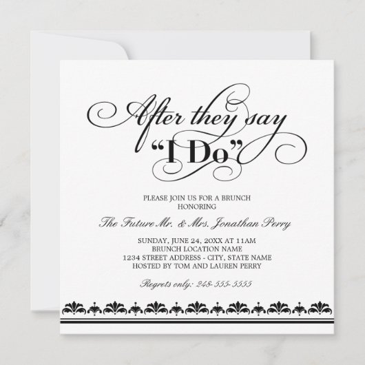 Nadat ze zeggen dat ik zwart-wit bruiloft brunch d kaart (Voorkant)