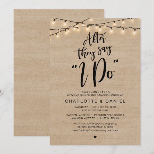 Nadat ze zeggen "Ik doe", bruiloft diner viering Kaart (Voorkant / Achterkant)