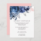 Nade en Roze met Silver Foil Wedding Guest - Gegev Informatiekaartje (Voorkant / Achterkant)