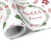 Nadelek Lowen, vrolijk kerstfeest in Cornish Wreat Cadeaupapier (Rol Hoek)