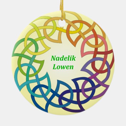Nadelik Lowen - Cornish Kerstversient Keramisch Ornament (Achterkant)