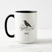 Nadenkend Noordse Raven Natuurliefhebber Monogram Mok (Links)