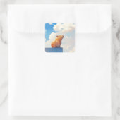 Nadenkende Capybara Vierkante Sticker (Tas)