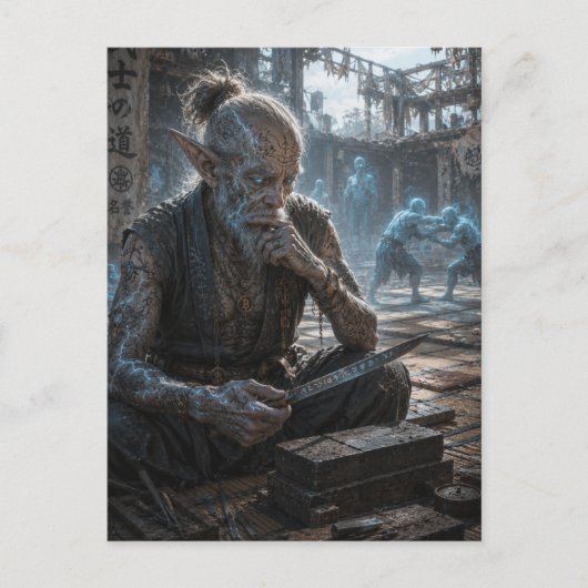 Nadenkendheid / Bladmaker / Worstelaars' Tatami Briefkaart (Voorkant)