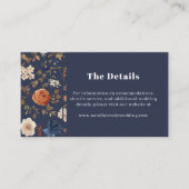 Nadere gegevens over de marineblauwe wilde-bloembr visitekaartje (Voorkant)