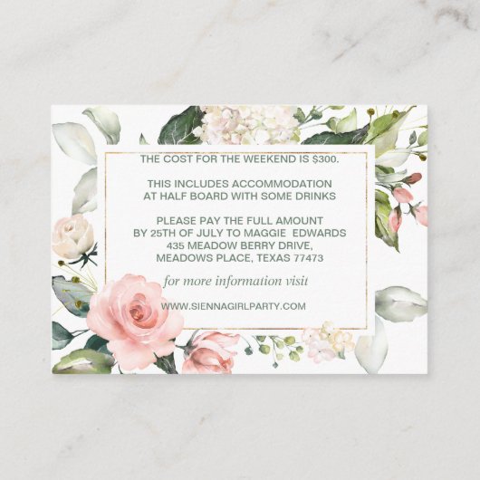 Nadere gegevens over de route Floral Bachelorette  Informatiekaartje (Achterkant)