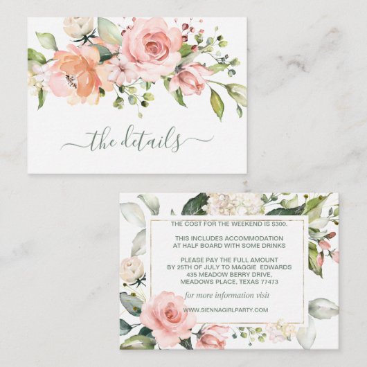 Nadere gegevens over de route Floral Bachelorette  Informatiekaartje (Voorkant / Achterkant)