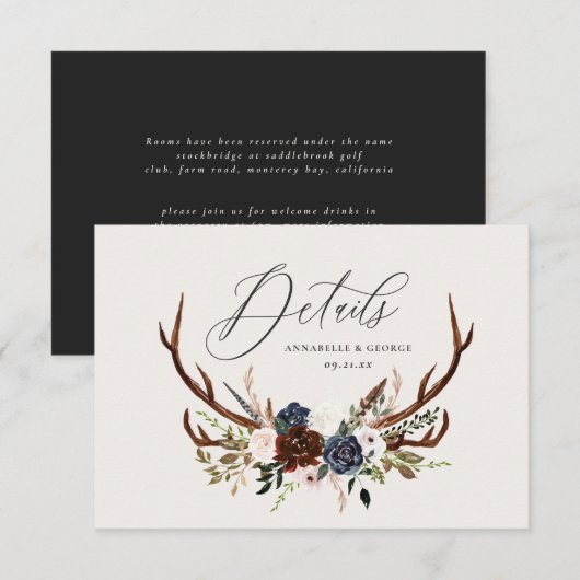 Nadere gegevens over gebloof, bloem- en strembruil save the date (Voorkant / Achterkant)