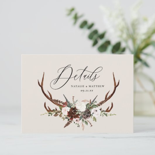 Nadere gegevens over gebloof, bloem- en strembruil save the date (Staand voorkant)