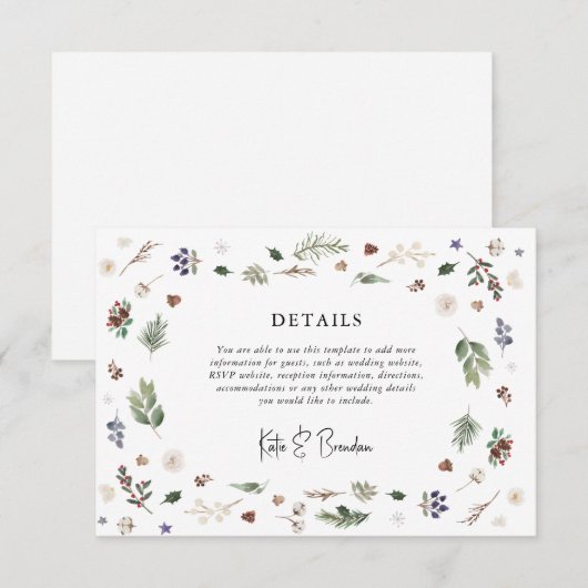 Nadere gegevens over het kerstfeest tijdens de win informatiekaartje (Voorkant / Achterkant)