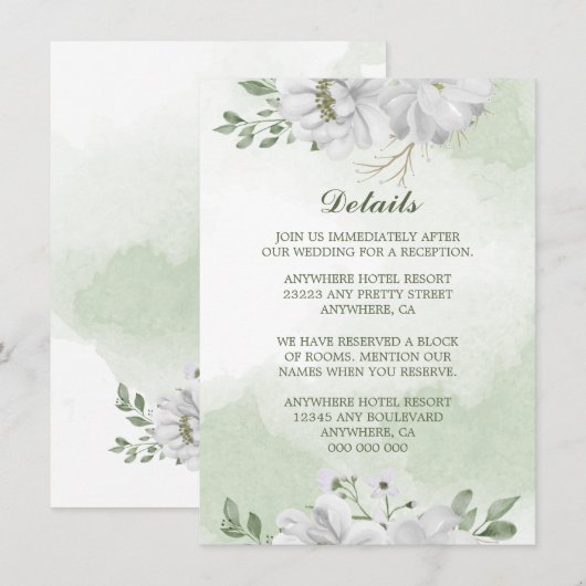 nadere gegevens over witte bloemen informatiekaartje (Voorkant / Achterkant)