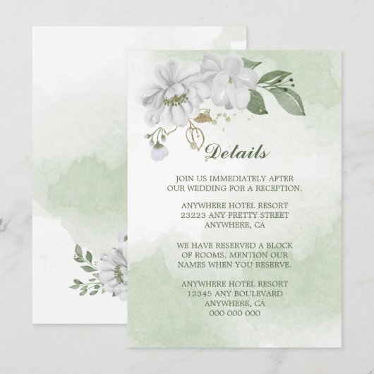 nadere gegevens over witte bloemen informatiekaartje (Voorkant / Achterkant)