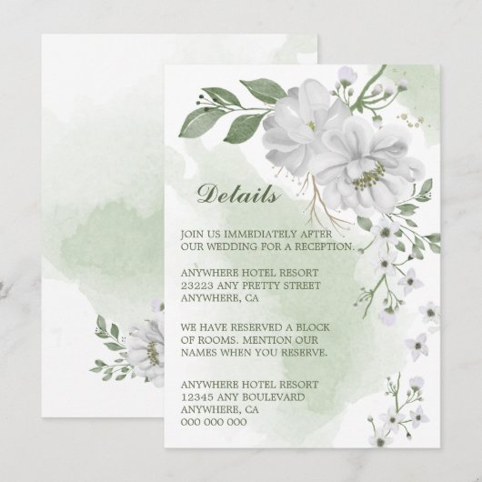 nadere gegevens over witte bloemen informatiekaartje (Voorkant / Achterkant)