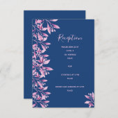 Nadere informatie over de bruiloft - blauwe roze f informatiekaartje (Voorkant / Achterkant)