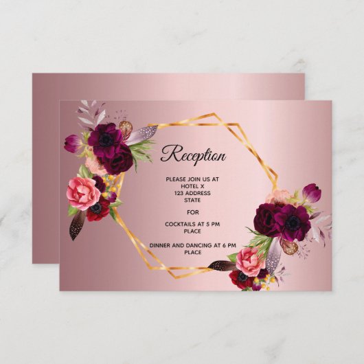 Nadere informatie over de bruiloft roze bloedig st informatiekaartje (Voorkant / Achterkant)