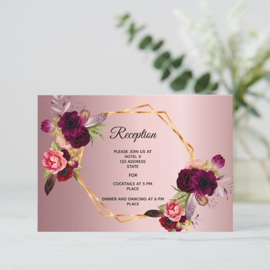 Nadere informatie over de bruiloft roze bloedig st informatiekaartje (Staand voorkant)