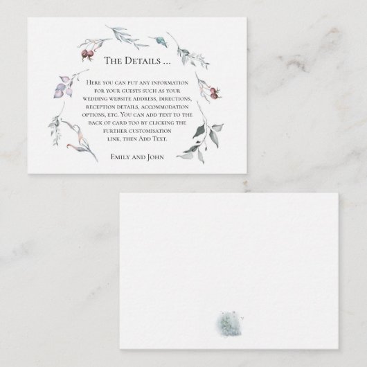 Nadere informatie over de moderne kerstbruiloft ti informatiekaartje (Voorkant / Achterkant)