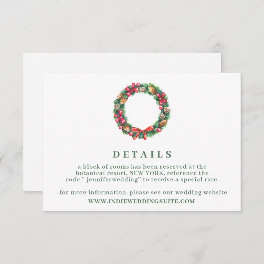 Nadere informatie over de winterkerstsierbruiloft kaart (Voorkant / Achterkant)