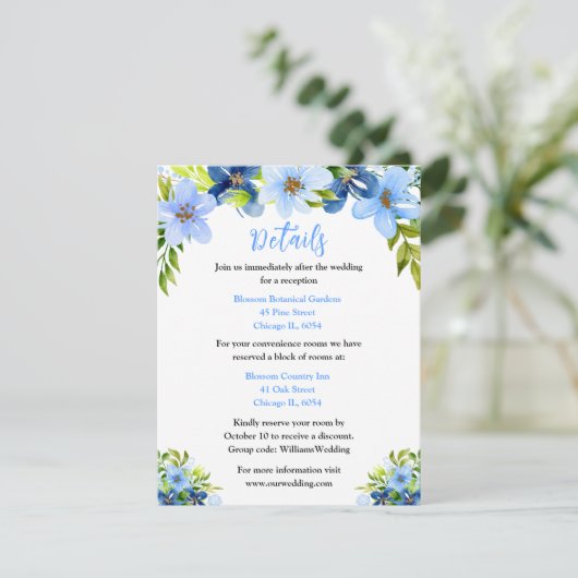 Nadere informatie over het huwelijk tussen Navy en Informatiekaartje (Staand voorkant)