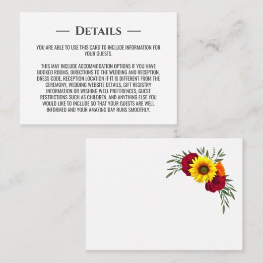 Nadere informatie over het Roos van het Sunflower Informatiekaartje (Voorkant / Achterkant)