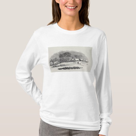 Naderen van een dorp in de winter t-shirt (Voorkant)