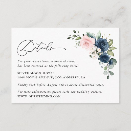 Naderende bloemen, roze bloemen, details over het  informatiekaartje (Voorkant)