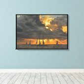 Naderende Storm bij Zonsondergang in Key West, Flo Canvas Afdruk (Insitu (Houten vloer))