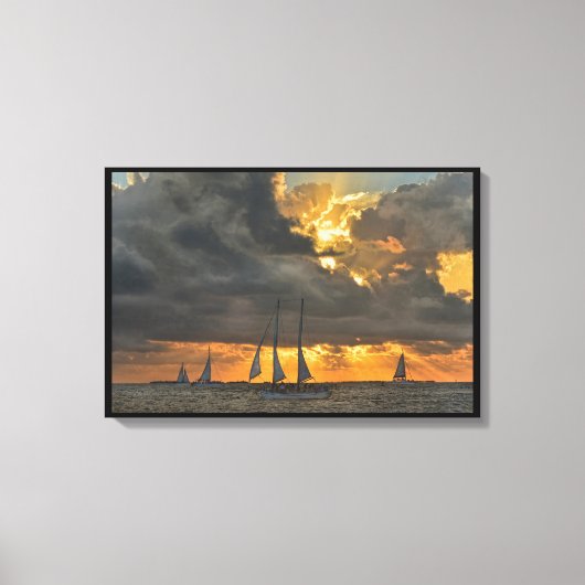 Naderende Storm bij Zonsondergang in Key West, Flo Canvas Afdruk (Voorkant)
