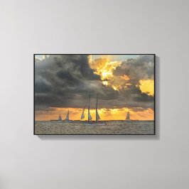 Naderende Storm bij Zonsondergang in Key West, Flo Canvas Afdruk