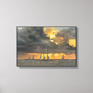 Naderende storm bij zonsondergang in Key West, Flo Canvas Afdruk