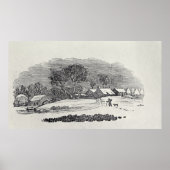 Nadering van een dorp in de winter poster (Voorkant)