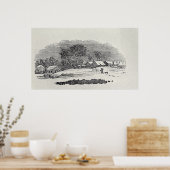 Nadering van een dorp in de winter poster (Keuken)