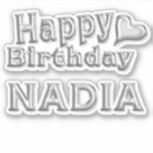 Nadia Happy Birthday silver Aufkleber Sticker (Voorkant)