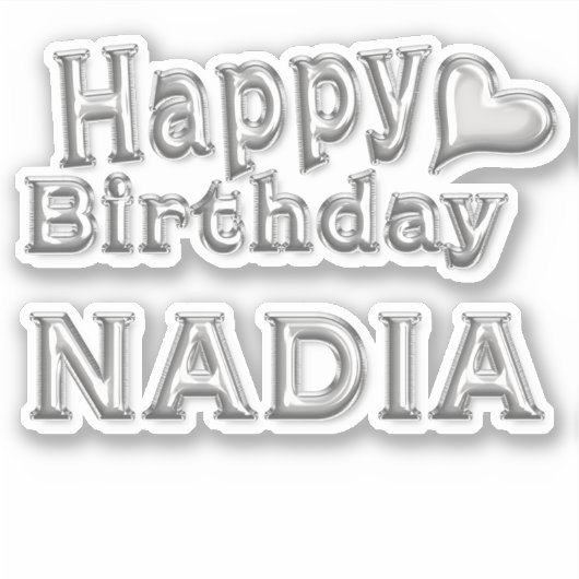 Nadia Happy Birthday silver Aufkleber Sticker (Voorkant)