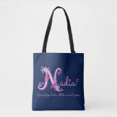 Nadia-naam en betekenis monogram zak tote bag (Voorkant)