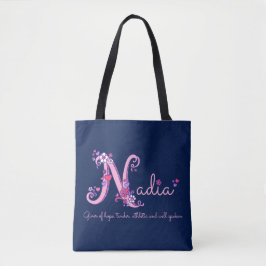 Nadia-naam en betekenis monogram zak tote bag