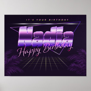 Nadia Name Vorname retro Poster Geburtstag