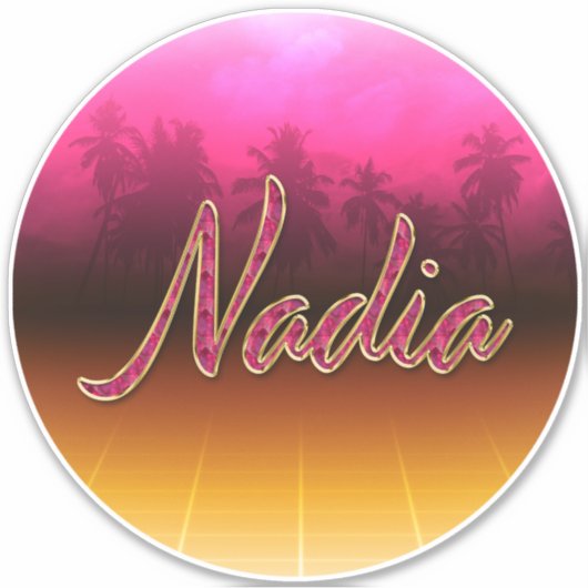 Nadia Vorname Name golden pink Aufkleber Sticker (Voorkant)